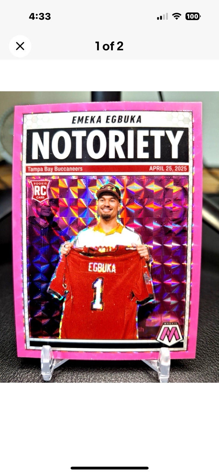 2025 Panini Mosaic - Notoriety Emeka Egbuka #16 Mosaic Pink Fluorescent