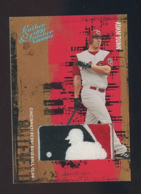 2005 Donruss Leather & Lumber Adam Dunn Reds GU MLB Logoman Patch 4/5
