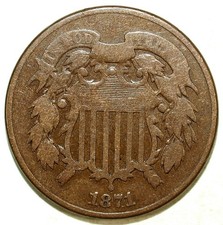 1871 Two Cent Piece ☆☆ Circulated ☆☆ Great Set Filler 411
