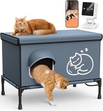 Heated Outdoor Cat House with Camera, 100 Waterproof  Insulated Cat Shelter