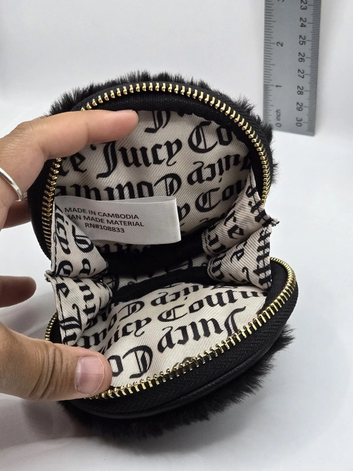 Juicy Couture Fluffy Furry Bag Charm Zip Intorno Portamonete Portachiavi Lotto di 2