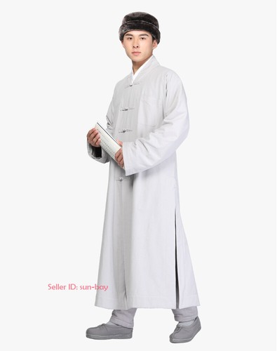 Mönch Shaolin buddhistischer Winter warm Fleece langes Gewand Meditationskleid Kung Fu Anzug - Bild 8 von 17