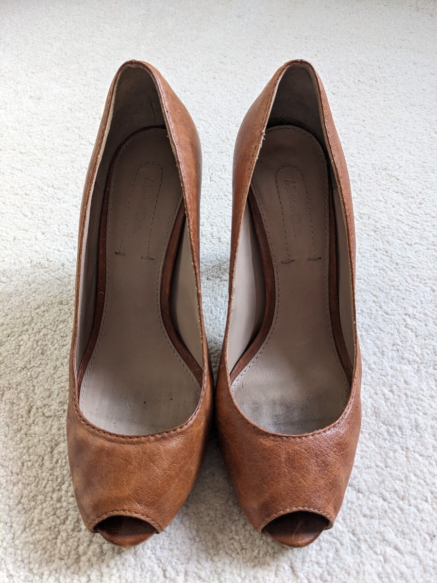 Massimo Dutti Brown Leather High Heel Open Toe Shoes Uk Eu40