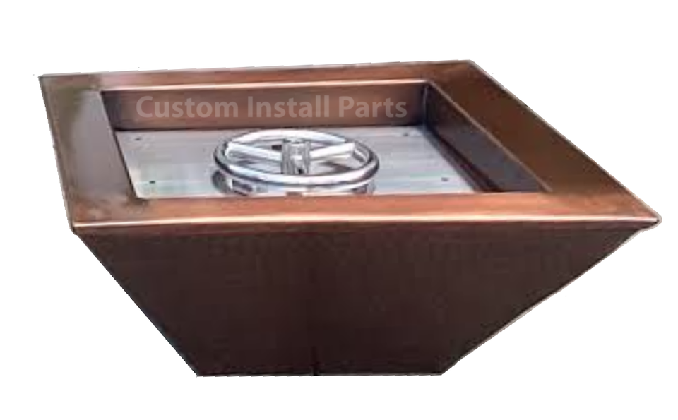18 Inch Square Copper Fire Pit Bowl Burner Ring Builders Series Propane ...
