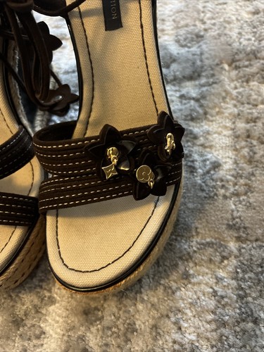 louis vuitton ankle wrap brown suede 