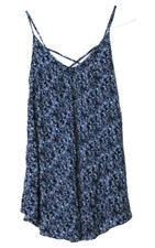 AMERICAN EAGLE OUTFITTERS DRESS ladies size S blue floral sleeveless crinkle