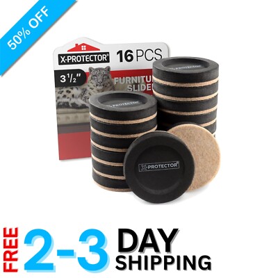 Heavy-Duty 16 PCS Felt Furniture Sliders - 3.5  for Effortless Floor Protection