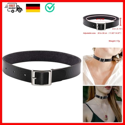 JJDreams Retro Choker Schwarz PU Leder Halsband Damen Simple Choker Gothic Ch...