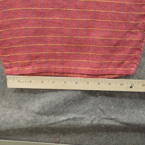 FLAX Designs Women Floods Pants S Pink Check Linen Elastic Waistband Pull On New - Picture 11 of 13