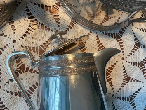 Antique 1903 coffee & tea set tea coffee pots sugar bowl, jug Walker & Hall EPNS - Picture 5 of 20