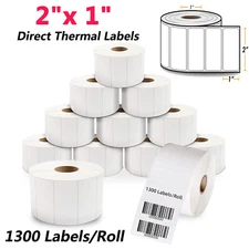 1300/Roll 2"x1" Direct Thermal Barcode SKU Labels for Rollo&Zebra LP2824 LP2422