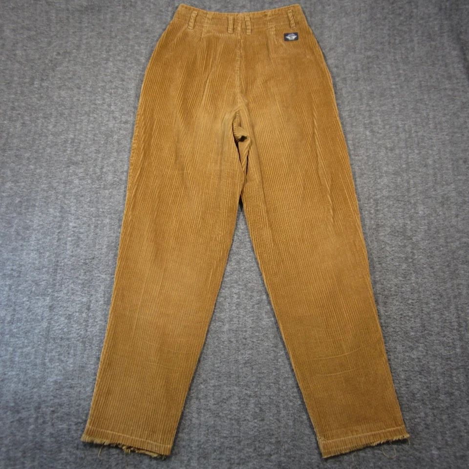 Винтажные плиссированные вельветовые брюки Dockers размер 6 желтовато-коричневые с высокой талией сужающиеся ретро гранж 90-х - Изображение 3 из 4