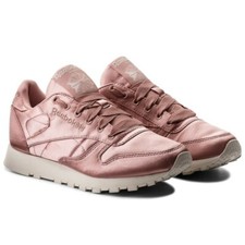Women Reebok Classic Leather Satin Pink Sneakers Lifestyle Sneaker CM9800 NEW