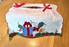 Vintage Christmas Madeira Hand Embroidered Appliqu  Tissue Box Cover