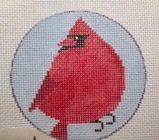 Cardinal Bird Ornament Hand Painted Needlepoint Canvas