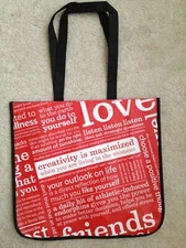 New Lululemon Red Manifesto One Large Reusable Shopping Gym Tote Lunch Bag