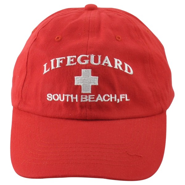 Rettungsschwimmer South Beach Florida Rot Gebogen Bill Verstellbar Erwachsene-image
