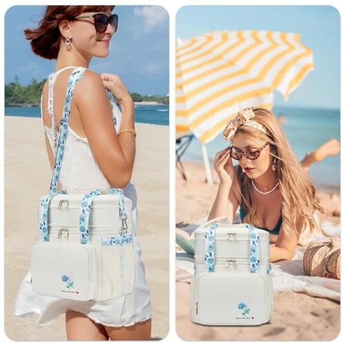 Insulated Lunch Bag Box for Women - Dual Compartment Waterproof Reusable Large - Afbeelding 2 van 6