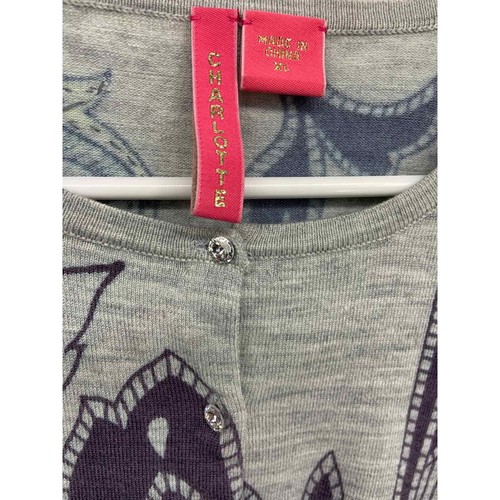 Charlotte Rhinestone Button Bird on Back Gray Purple Girls XL - Picture 3 of 8