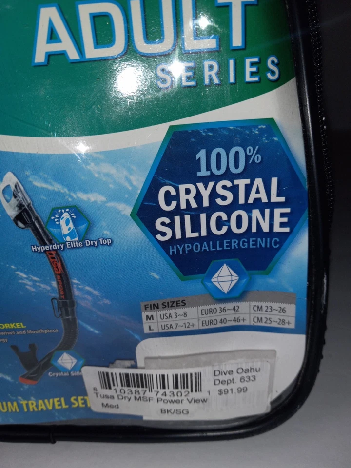 Aletas de snorkel Tusa Sport 100 % cristal silicona hoja larga - medianas EE. UU. talla 3-8 Foto 3 de 4