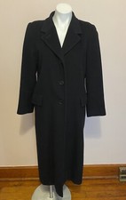 Vtg Marvin Richards 100% Camel Hair Overcoat Trench Black Full Length 8 Petite