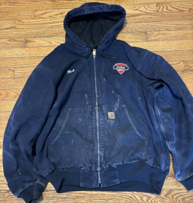 Vintage Carhartt J25 MDT Navy Blue Hooded Jacket USA Made