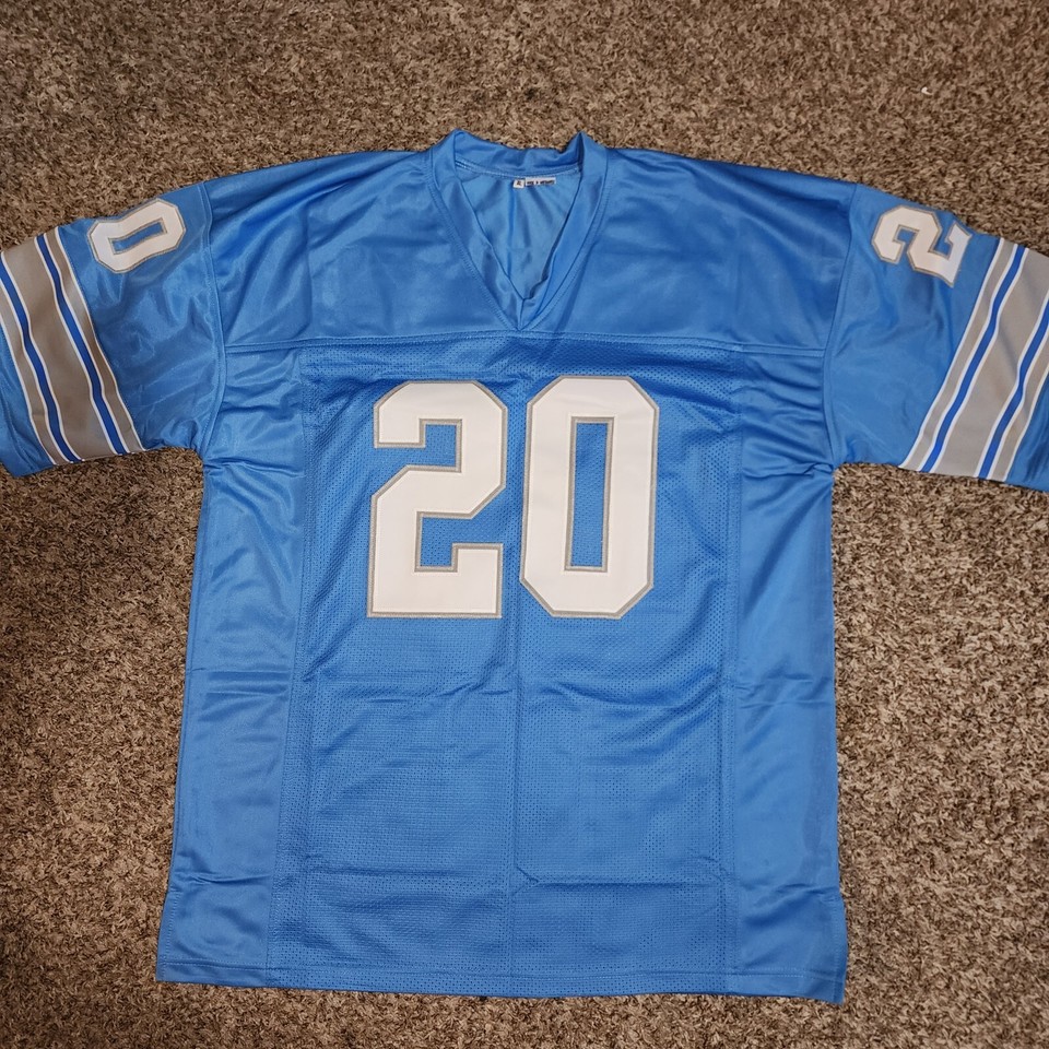 UNSIGNED CUSTOM Sewn Stitched Barry Sanders Blue Jersey XL eBay