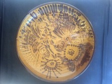 Vintage Slipware Studio Pottery Charger Bowl Honey Glaze & Terracotta Slip Ware