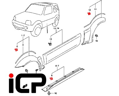10x WHeel Arch Trim & Side Skirt Clip Fits: Suzuki Jimny 98-18