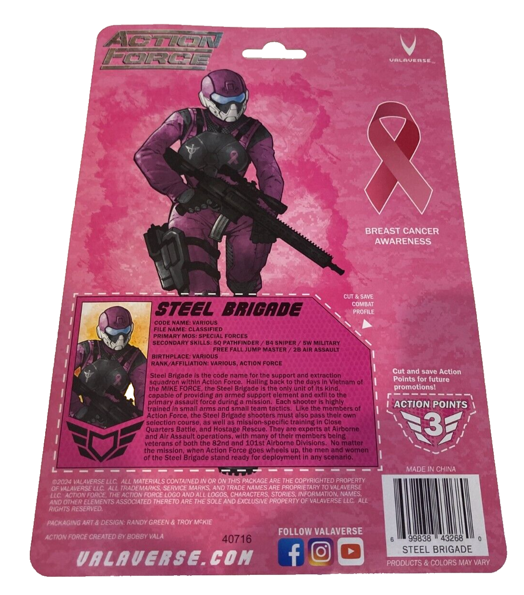 VALAVERSE ACTION FORCE PINK STEEL BRIGADE 1:12 FIGURE 6” CANCER 