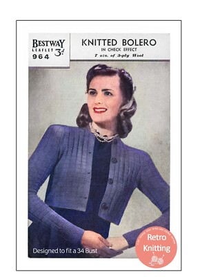 40er Jahre leicht zu stricken Bolero Muster Büste 34 - Kopie