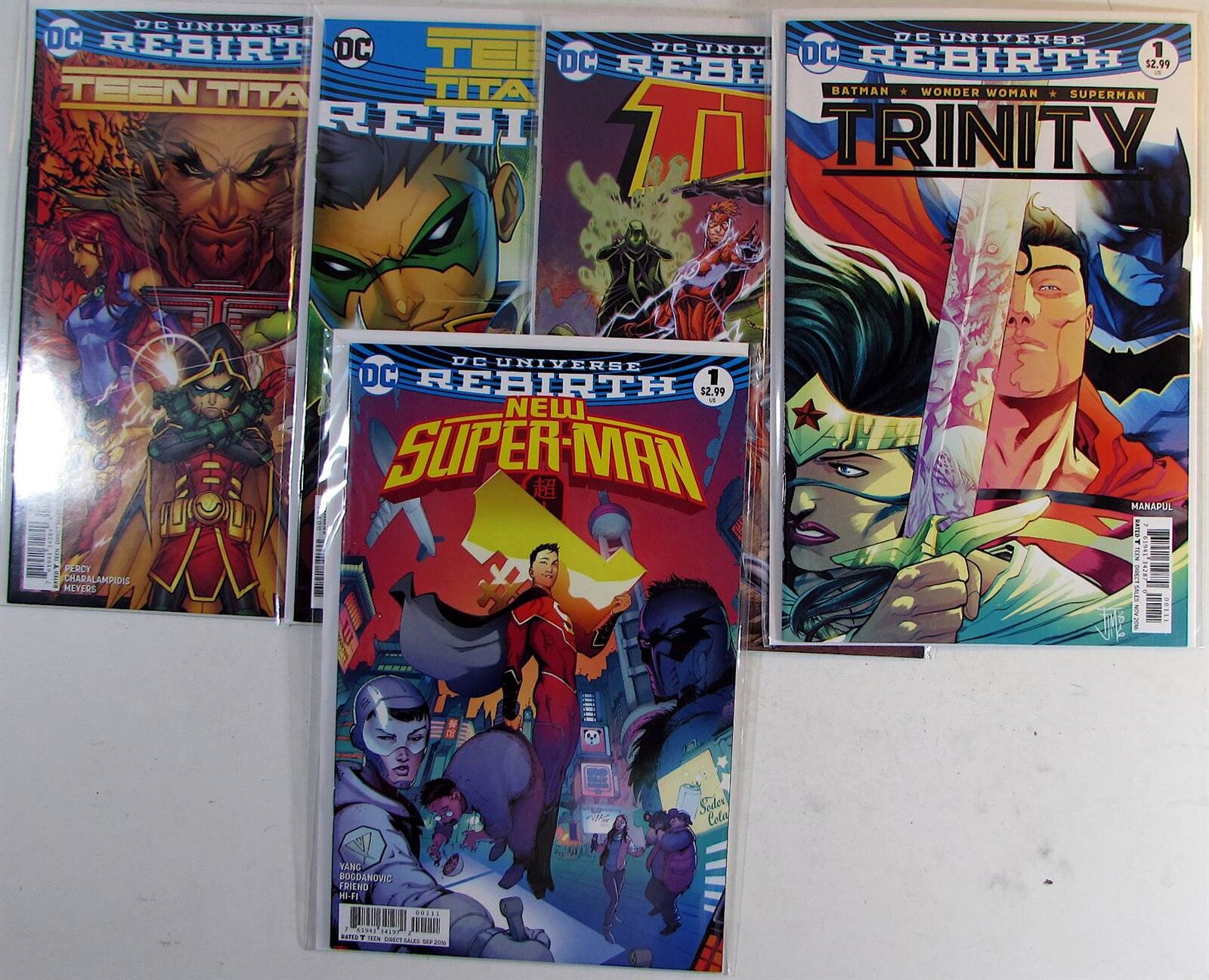 Mixed Lot 5 #Teen Titans Rebirth 1,6th 1,Titans,New Super-Man,Trinity DC Comics