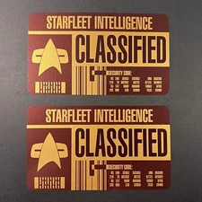 • STAR TREK • GOLD FOIL STARFLEET INTELLIGENCE PROP REPLICA LABEL DECALS •