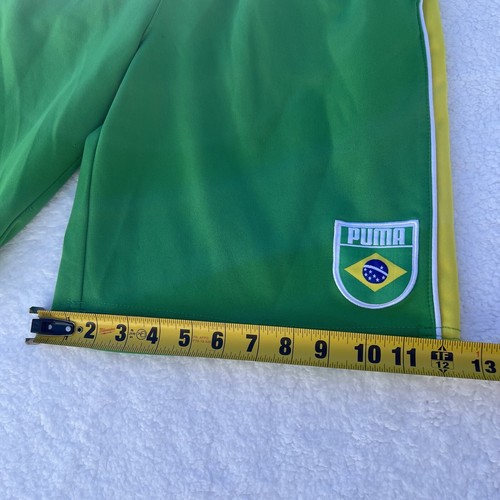 Boys Green Yellow Puma Brazil Shorts Size Boys L W/ Pockets and Logo - Picture 19 of 19
