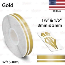 1/8" & 1/5" PIN STRIPE Car Motorcycle Truck Twin Line TAPE Vinyl Sticker GOLD