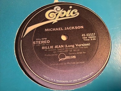 Michael Jackson BILLIE JEAN 12  Vinyl - Long & Instrumental Vers -Epic 49-03557