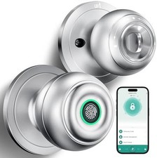 Fingerprint Door Lock, Smart Fingerprint Door Knob with Lock, With App-Silver
