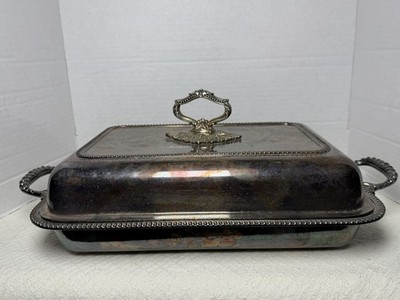 Rare vintage American Prill silver-plated entree dish, chafing dish
