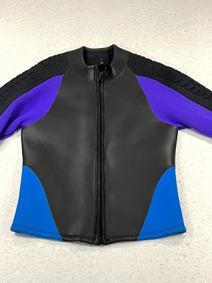 Vintage 90s Strength Industries Surf Wetsuit Jacket Womens Medium Black Full Zip