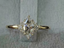 2.50CT Marquise-Cut Lab Created Solitaire Engagement Ring 14K White Gold Plated