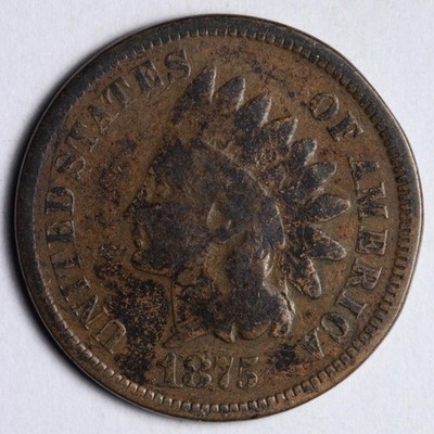 1875 Indian Head Cent Penny FINE E126 SUYW