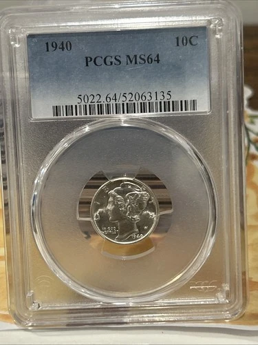 1940 Mercury Silver Dime BU PCGS Ms64