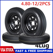 4-pcs Trailer Tires On Rims 5.30-12 5.30x12 530-12 Wheel 4 Lug On 4 W 12 Ri