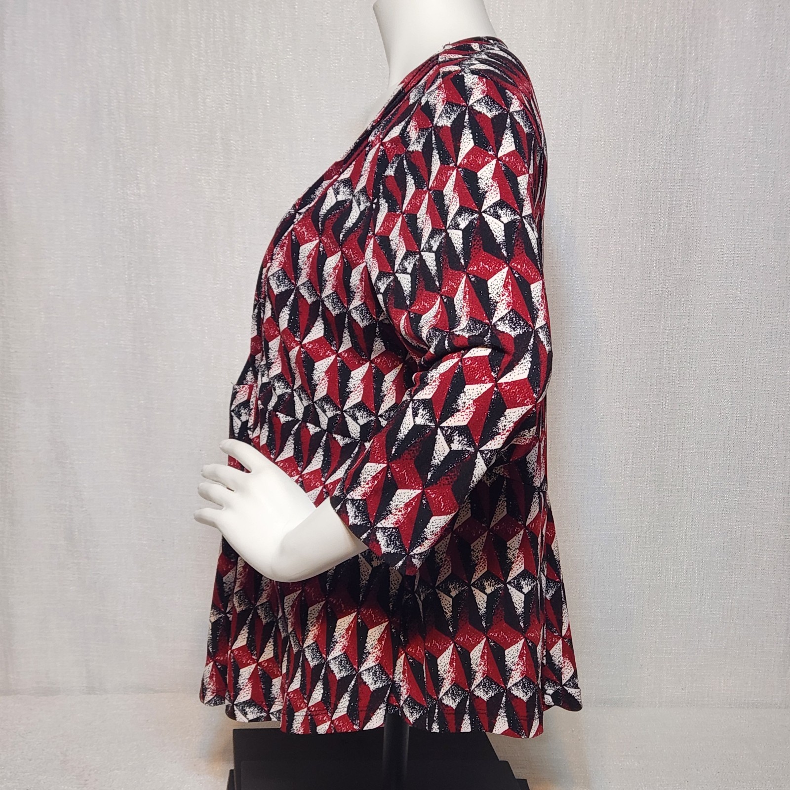 Grace Elements Blouse V Neck Overlay Geometric Bu… - image 7