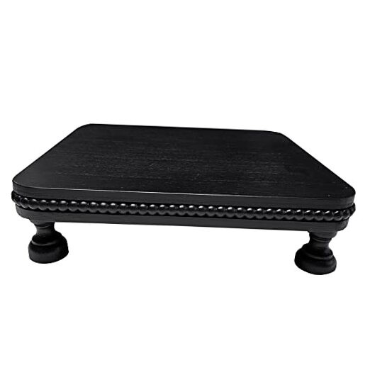 Farmhouse Black Beaded Wood Riser Pedestal Stand 12 Inch Display