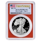 2021-W Proof $1 Type 1 American Silver Eagle PCGS PR70DCAM FS Flag Label Red