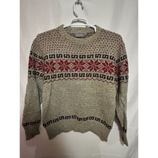 Fair Isle Wool Sweater Nordic Knit Cozy Vintage Style Unisex Size M Boxy Fit