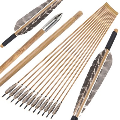 33'' Bamboo Arrows 5'' Feather RecurveBow Archery Traditional Bow Longbow Hunting