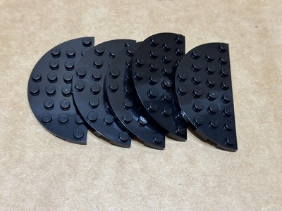 LEGO Parts - Black Plate, Round Half 4 x 8 - No 22888 - QTY 5