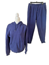 PUMA Women 2pc Activewear Cotton Blend Tracksuit Navy Blue Drawstring Hoodie M